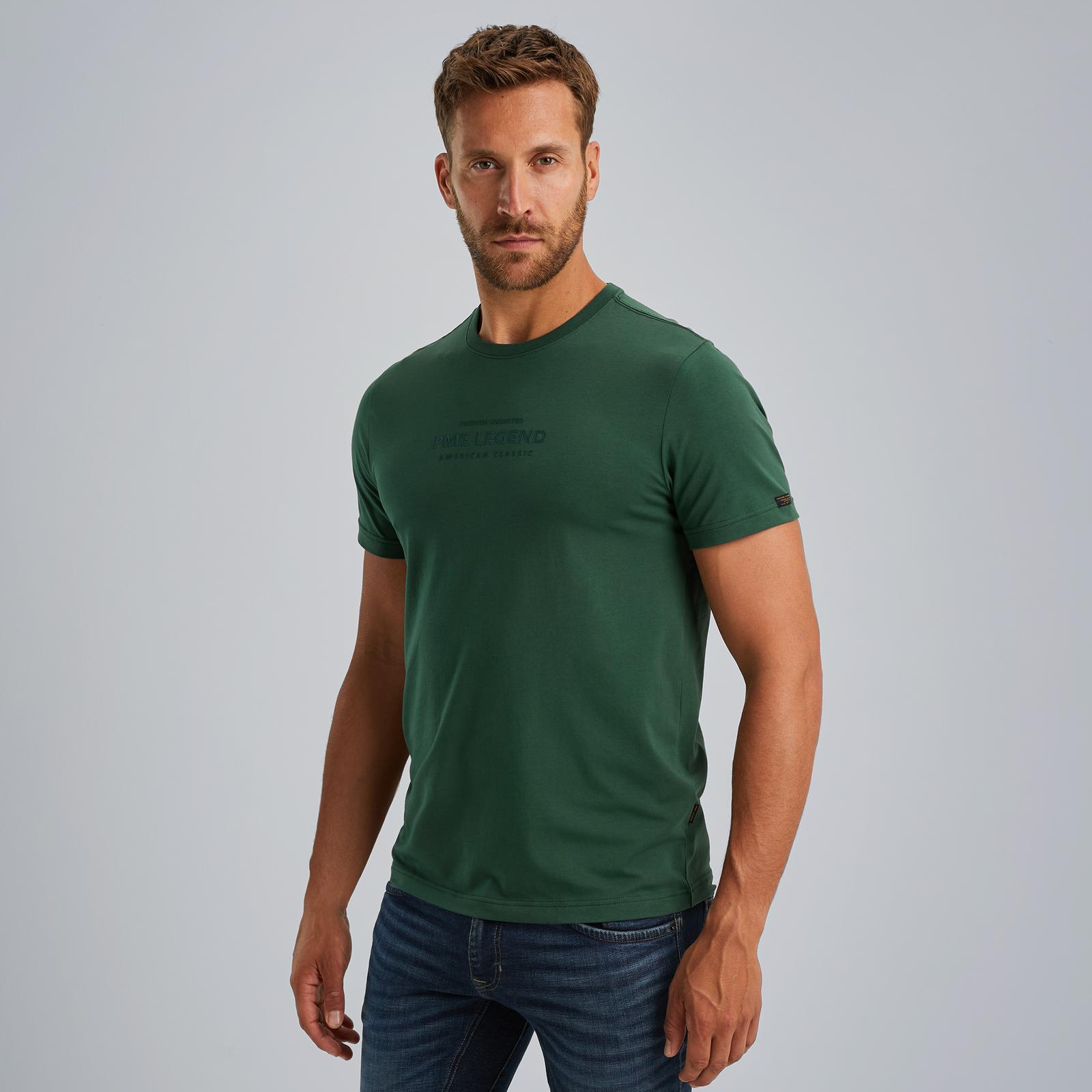 PME LEGEND Heren Truien & Vesten Short Sleeve R-neck Cotton Elastane Jersey Groen