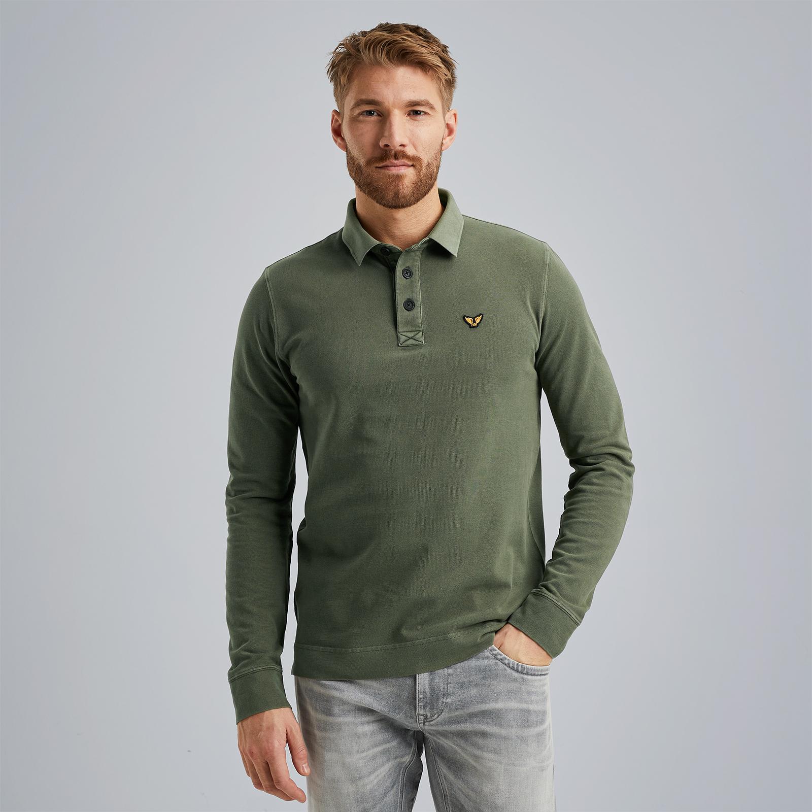 PME LEGEND Heren Polo's & T-shirts Long Sleeve Polo Pique Garment Dye Groen