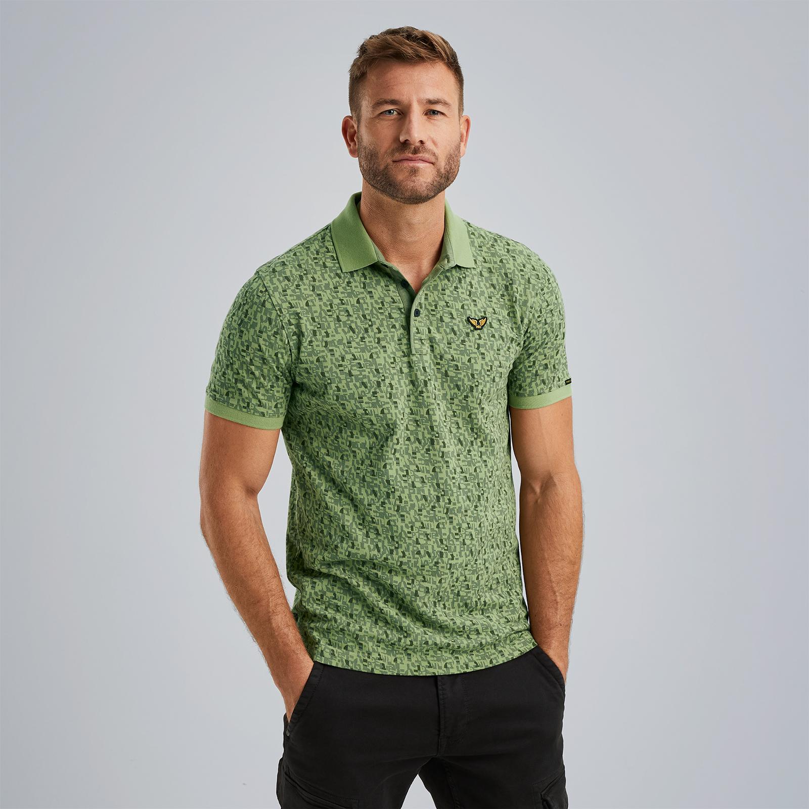 PME LEGEND Heren Polo's & T-shirts Short Sleeve Polo Fine Pique All Over Print Groen