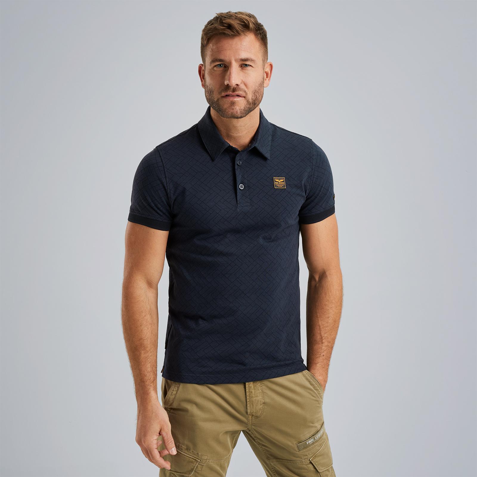PME LEGEND Heren Polo's & T-shirts Short Sleeve Polo Jacquard Jersey Blauw