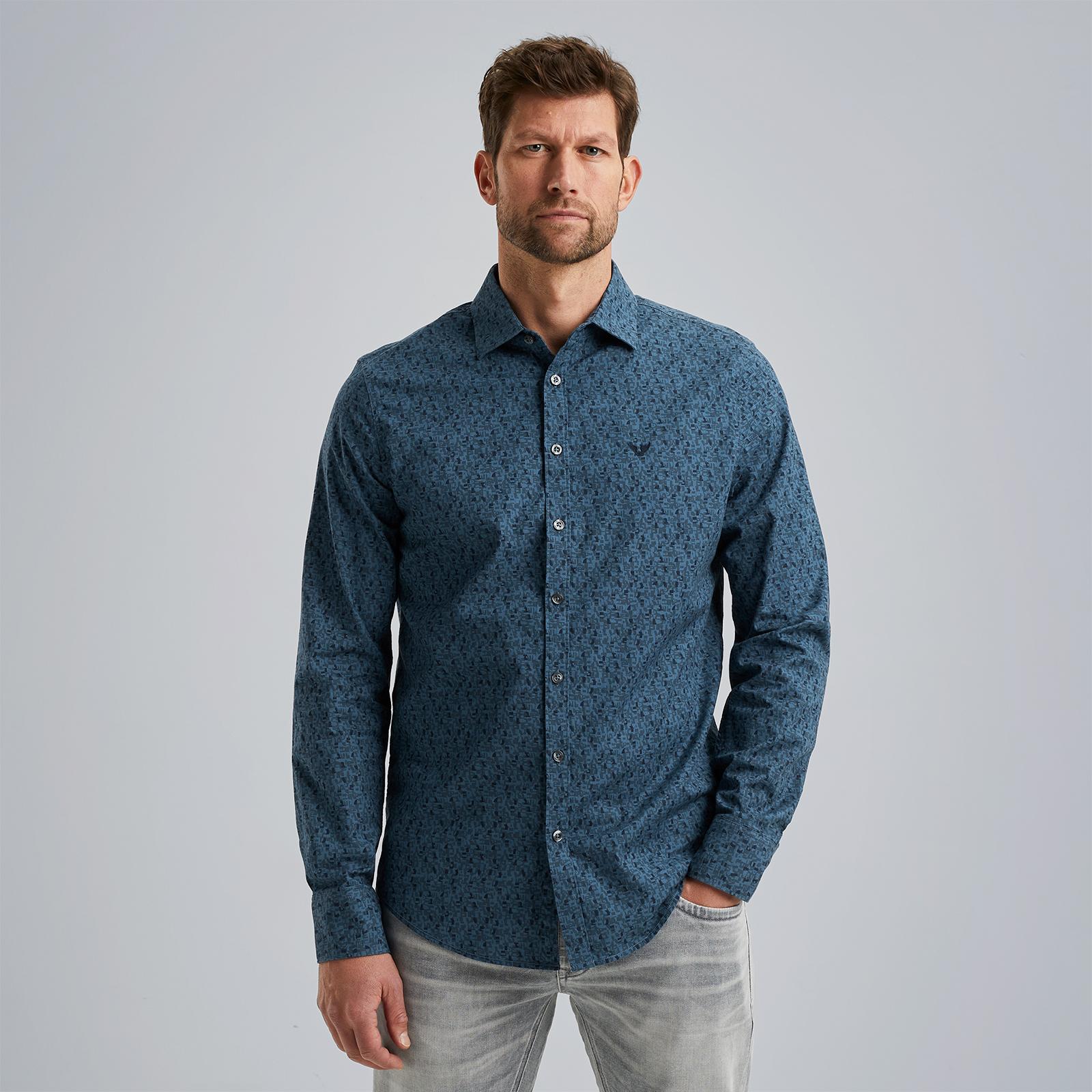 PME Legend slim fit overhemd met all over print donkerblauw
