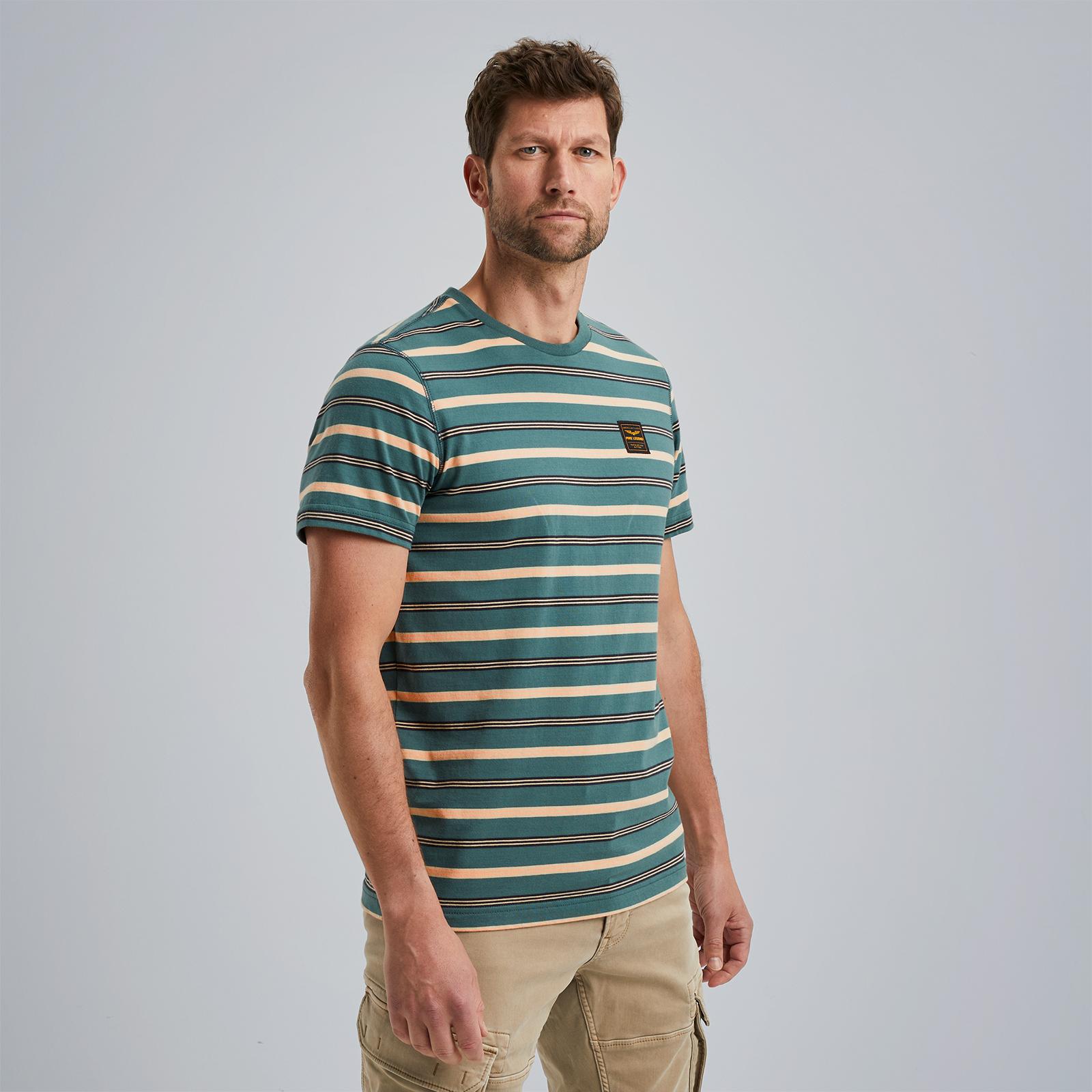 PME LEGEND Heren Polo's & T-shirts Short Sleeve R-neck Yd Stripe Jersey Groen