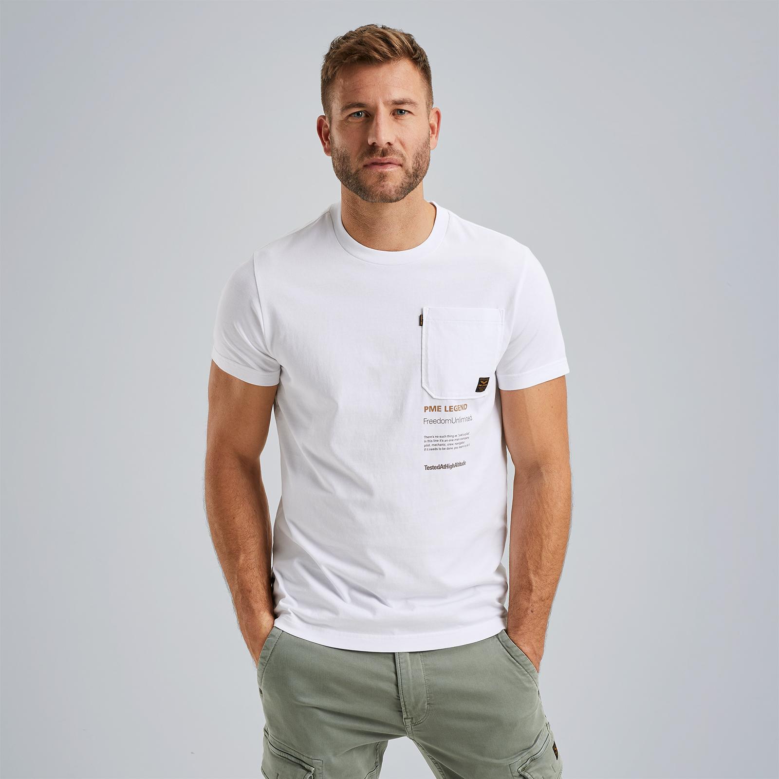PME LEGEND Heren Polo's & T-shirts Short Sleeve R-neck Play Single Jersey Ecru