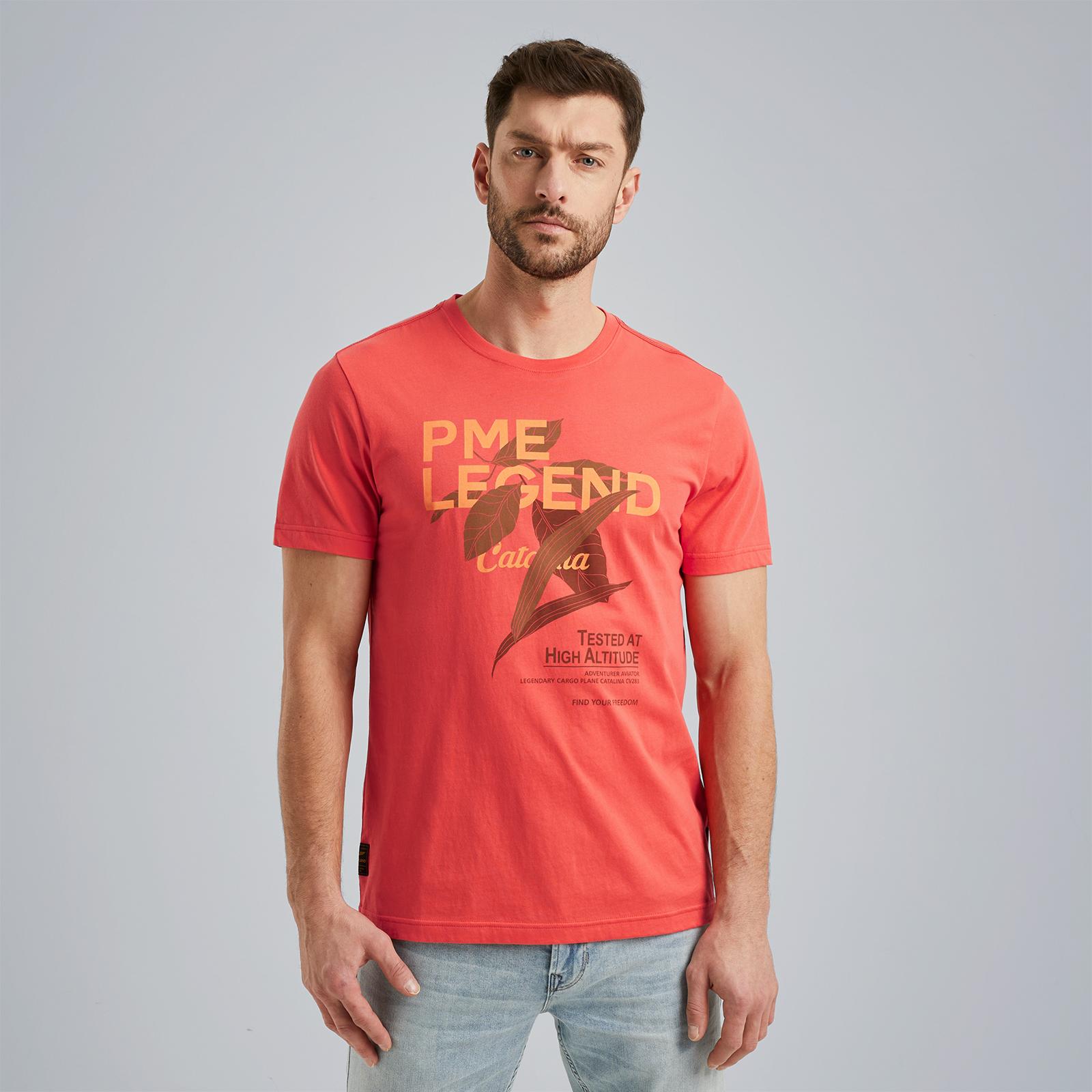 PME Legend T-shirt met printopdruk koraalrood